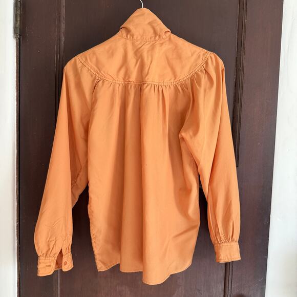 DIANE von FURSTENBERG | Mustard 70s Vintage Tie Neck Peasant Sleeve Blouse |10 - Picture 4 of 5